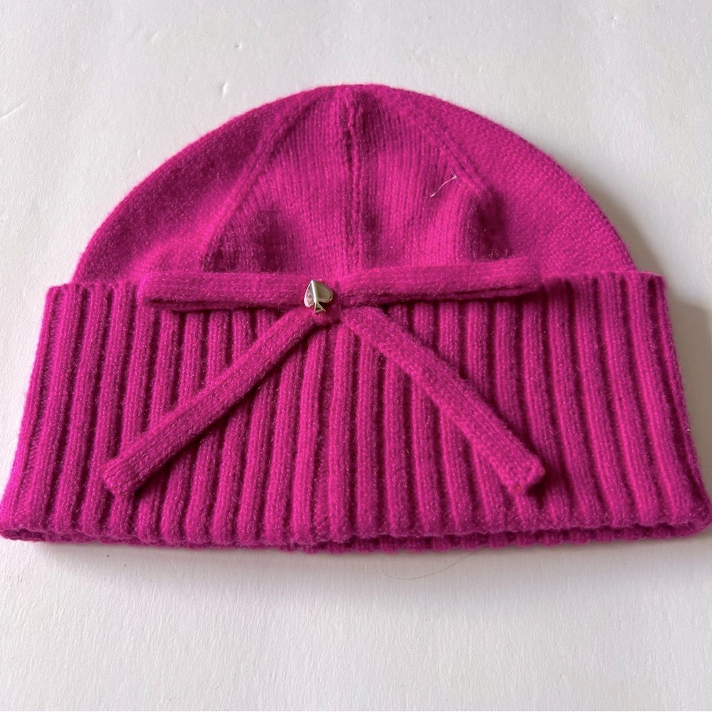 KATE SPADE BOW DETAIL BEANIE MARKER PINK NWOT